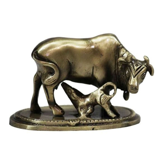 Handcrafted Brass Cow and Calf Figurine | Premium Showpiece