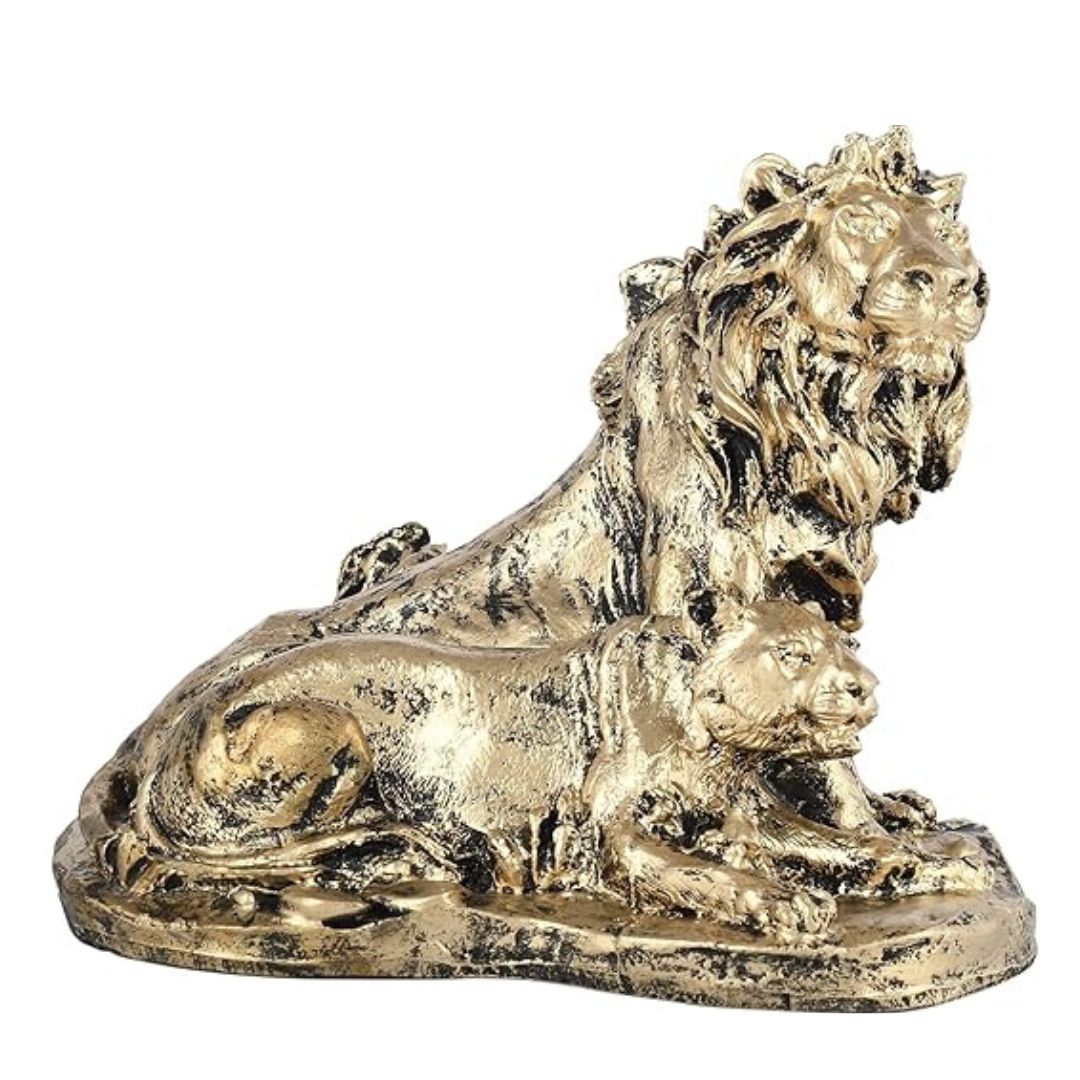 Antique Finish Lion Pair Decorative Showpiece for Home