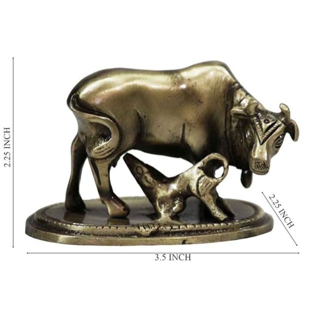 Handcrafted Brass Cow and Calf Figurine | Premium Showpiece