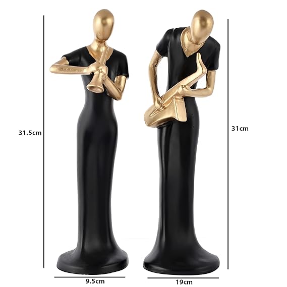 Elegant Lady Musician Playing Saxophone & Clarinet | for Living Room
