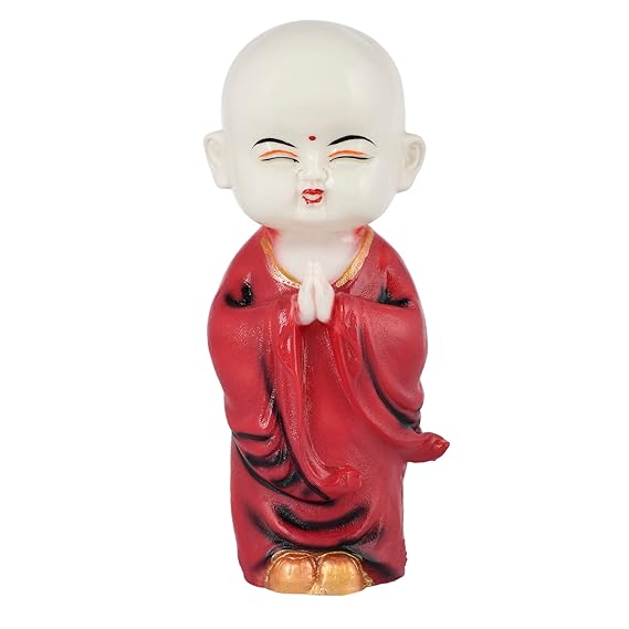 Hand Crafted Red Baby Namaste Buddha for Gifting Living Room