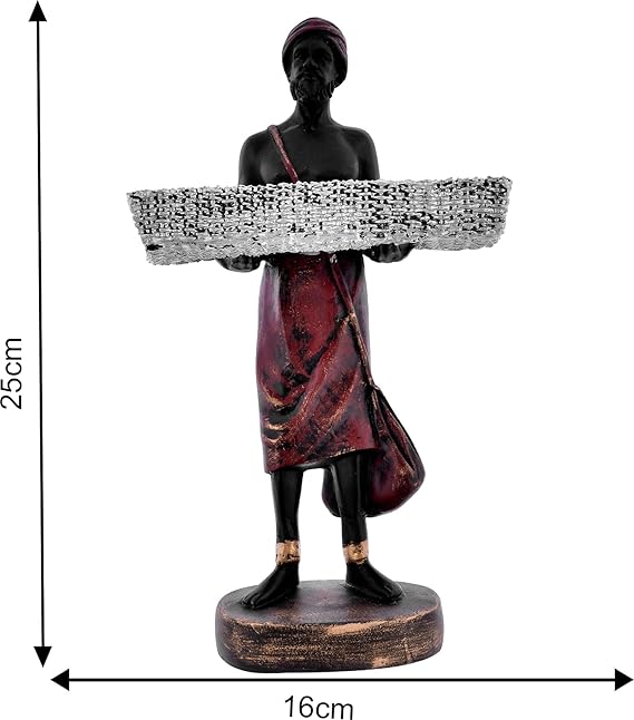 Showpiece for Home Decor Men Statue with Basket for Living Room