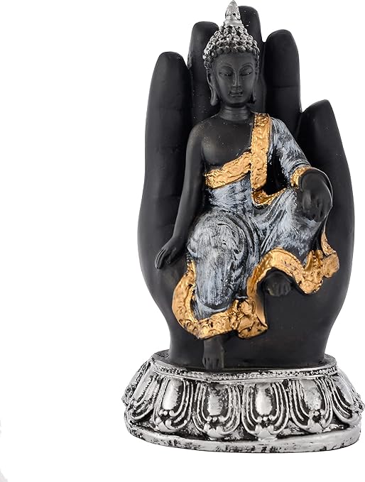 Handcrafted Sitting Buddha on Palm Decorative Showpiece Figurine