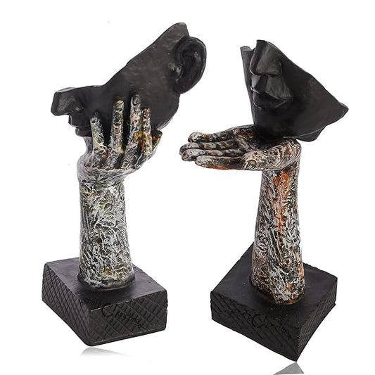 Modern Art Love Face Hand Sculpture | for Living Room Decor