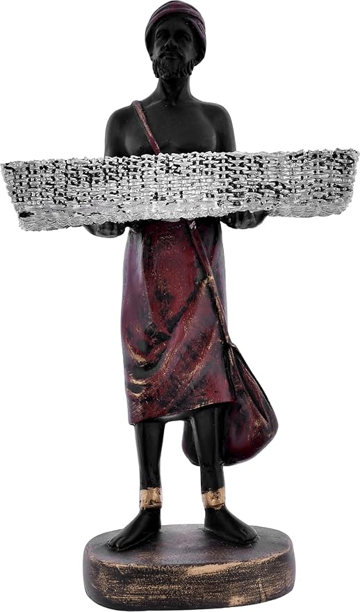 Showpiece for Home Decor Men Statue with Basket for Living Room
