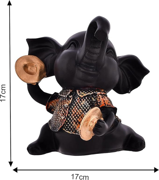 Elephant Playing Musical Instrument Multicolor showpiece for Home Decor Living Room