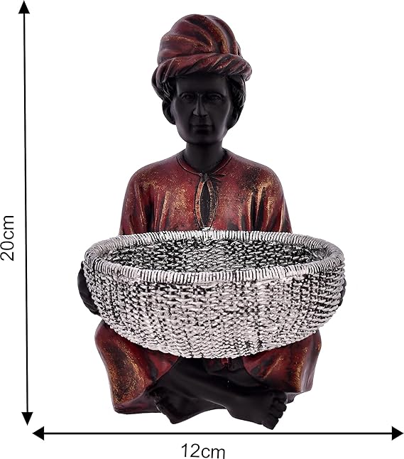 Men Statue with Basket for Living Room Anniversary Gift for Him