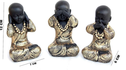 Handcrafted Set of 3 Baby Monk Figurines