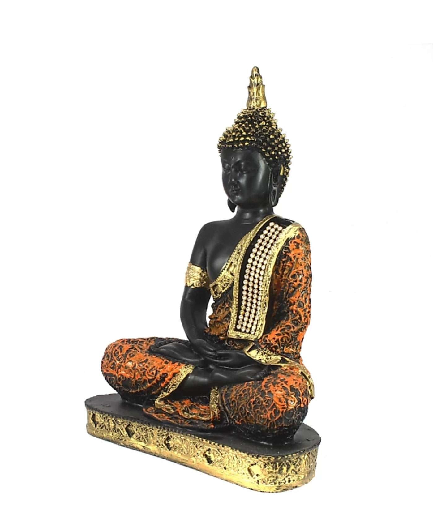 Orange & Gold Sitting Buddha Statue