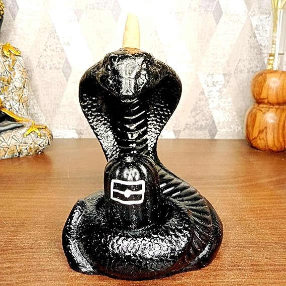 Handcrafted Snake Shiva Backflow Incense Holder with 10 Cones