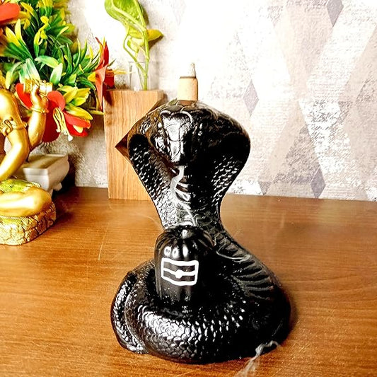 Handcrafted Snake Shiva Backflow Incense Holder with 10 Cones