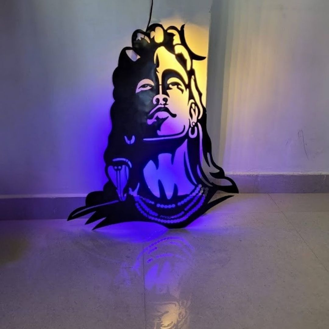 Adiyogi Wall Art with LED Backside for Wall Decor