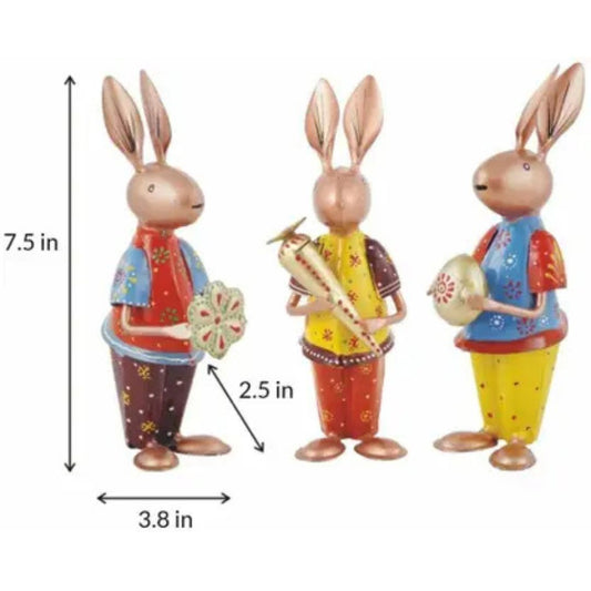 Big Iron Rabbit Figurines Set of 3 Decorative Gift Idea