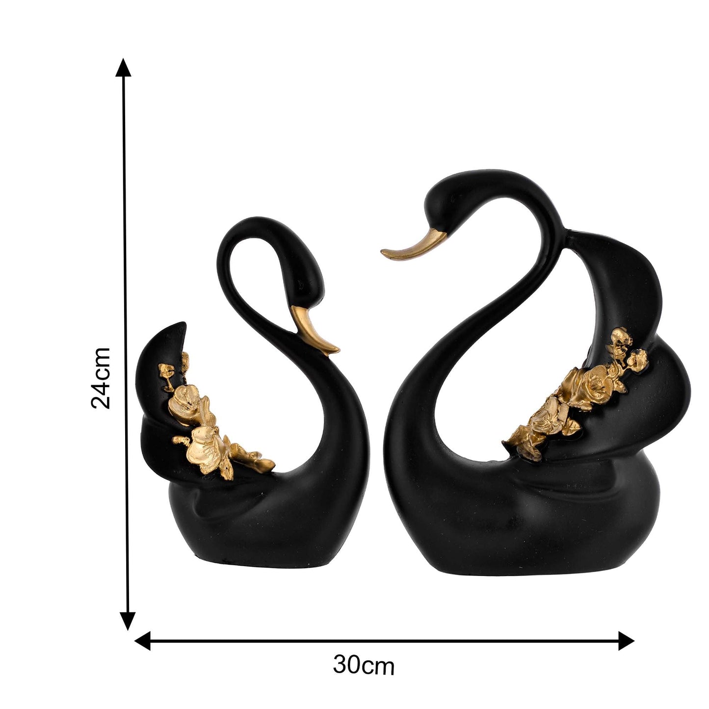Elegant Swan Pair Sculpture | Handcrafted Decorative Figurine for Bedroom | Office