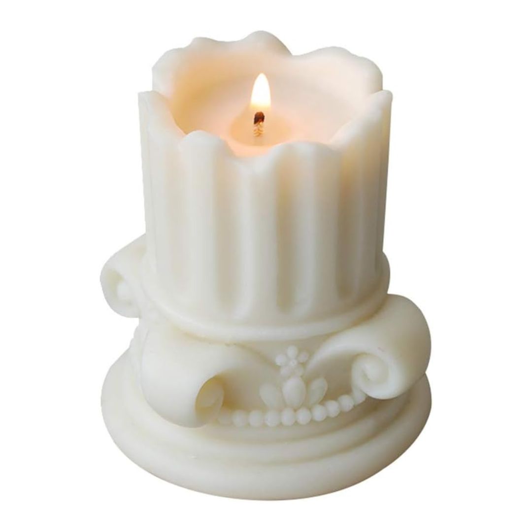 Classic Greek Pillar Candle Perfect for Table Decor