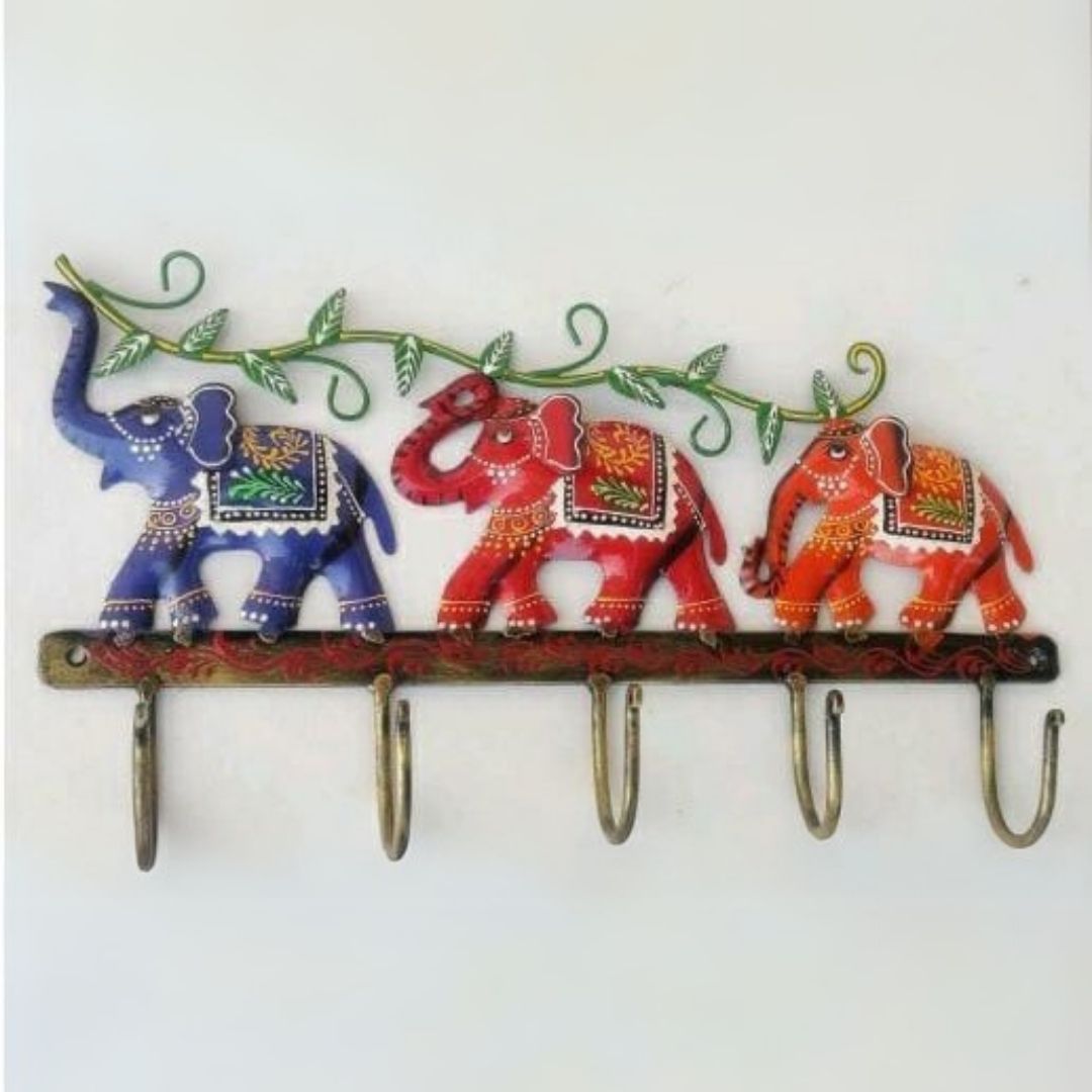 Elephant Wall Hook Rack Key Holder Gift for Home 5 Hooks