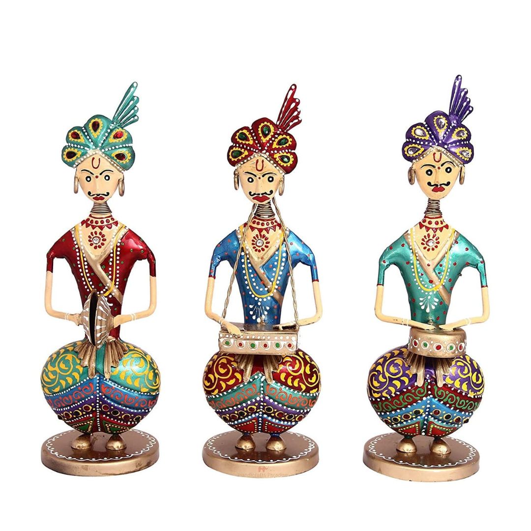 Festive Iron Musical Men Set of 3 Unique Home Decor