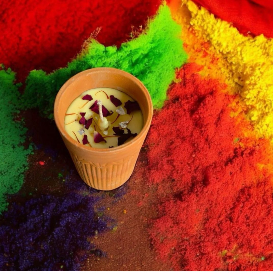 Festive Thandai Scented Candle Handcrafted Aroma in Clay Pot