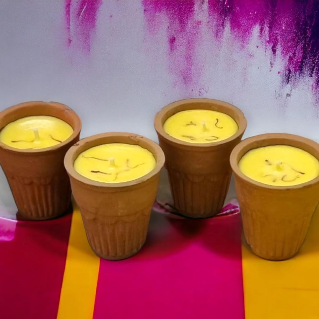 Festive Thandai Scented Candle Handcrafted Aroma in Clay Pot