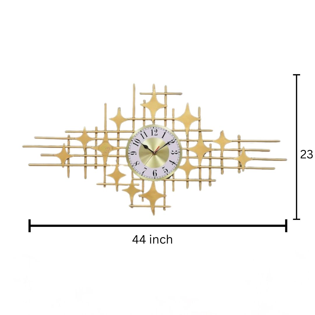 Gold Starburst Wall Clock with Geometric Design for Wall