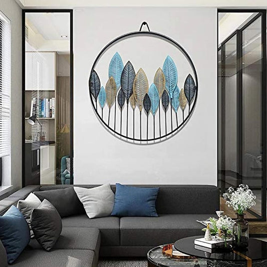 Golden Leaf Wall Art Elegant Circular Design for Home Decor