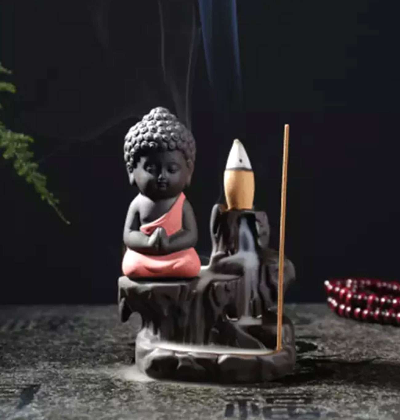 Handcrafted Baby Monk Buddha Incense Holder