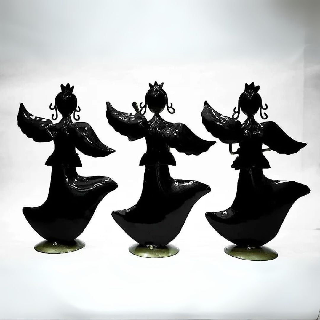 Handcrafted Iron Crown Angel Set of 3 for Gifting