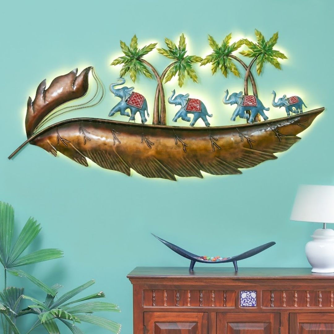 Iron Forest Elephant Family Wall Art for Home & Office