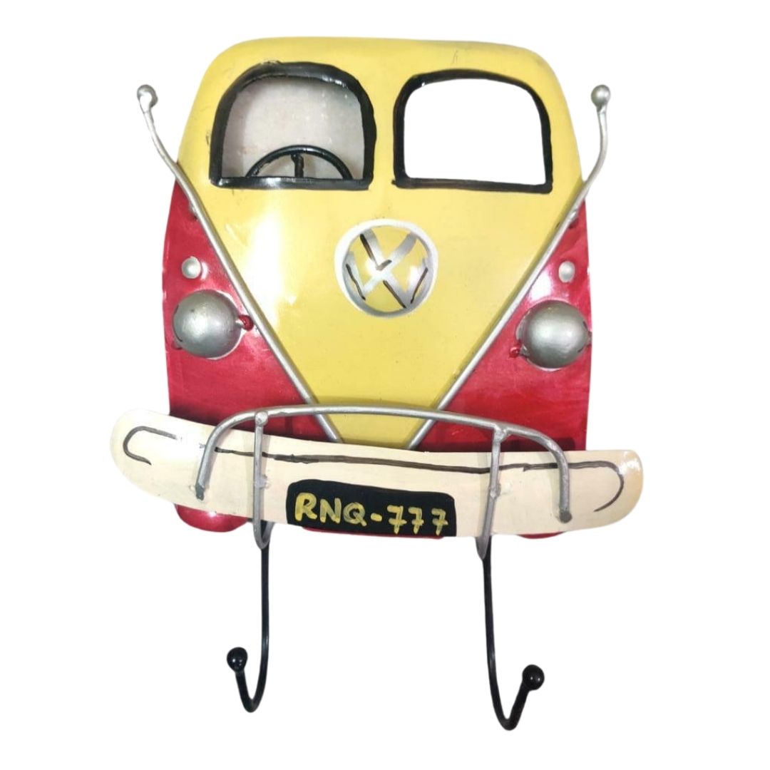 Iron Painted Bus Wall Key Holder Hanger with 2 Hooks
