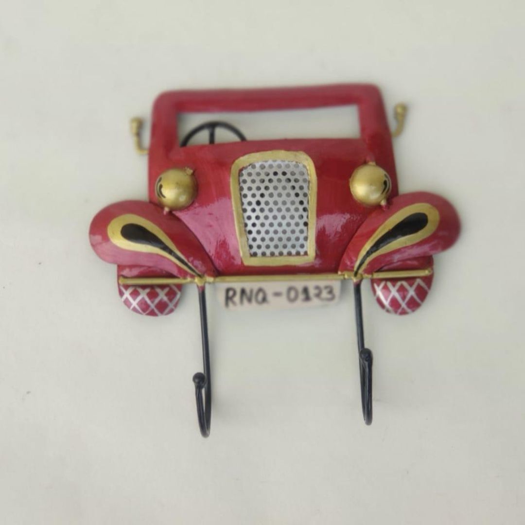 Iron Painted Car Design Wall Key Holder with 2 Hooks