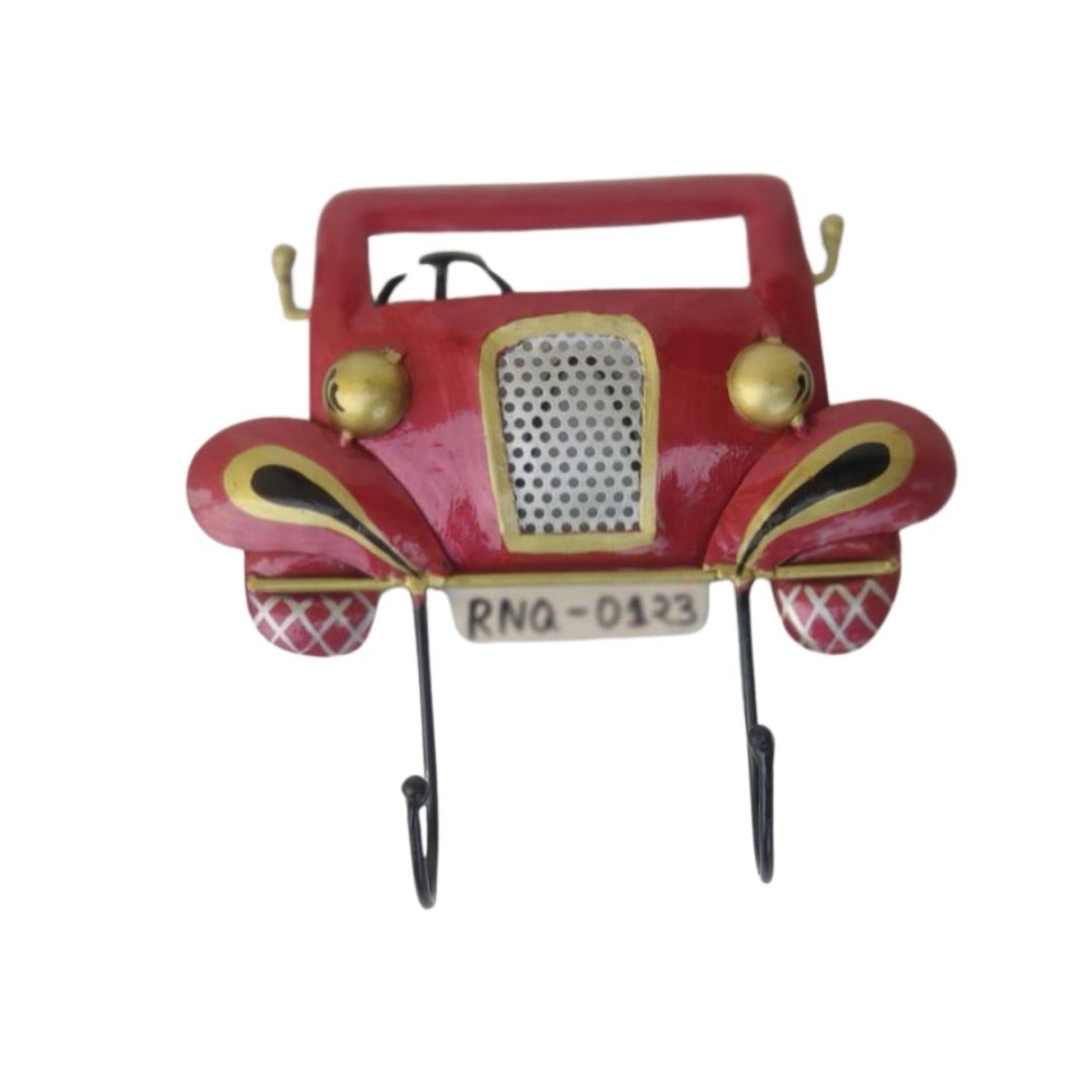 Iron Painted Car Design Wall Key Holder with 2 Hooks