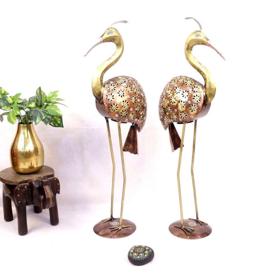 Iron Painted Crane Tea Light (SET OF 2 ) F.CUTT for Home