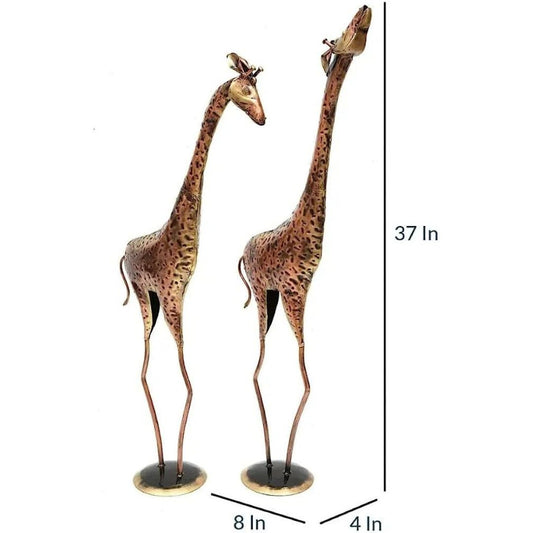 Iron Painted Giraffe Set of 2 for Tabletop Decor