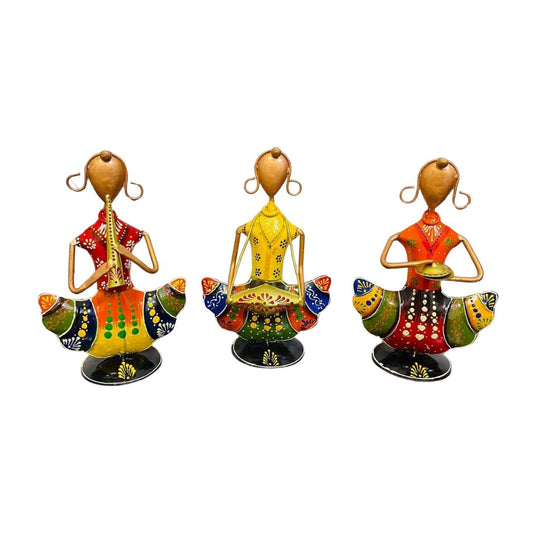 Iron Painted Sitting Doll Set of 3 Mini Gift & Home Decor