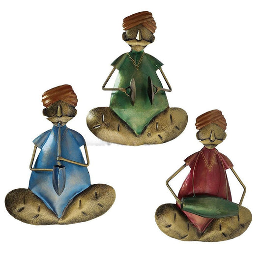 Iron Painted Wall Musical Man Set of 3 for Home Decor