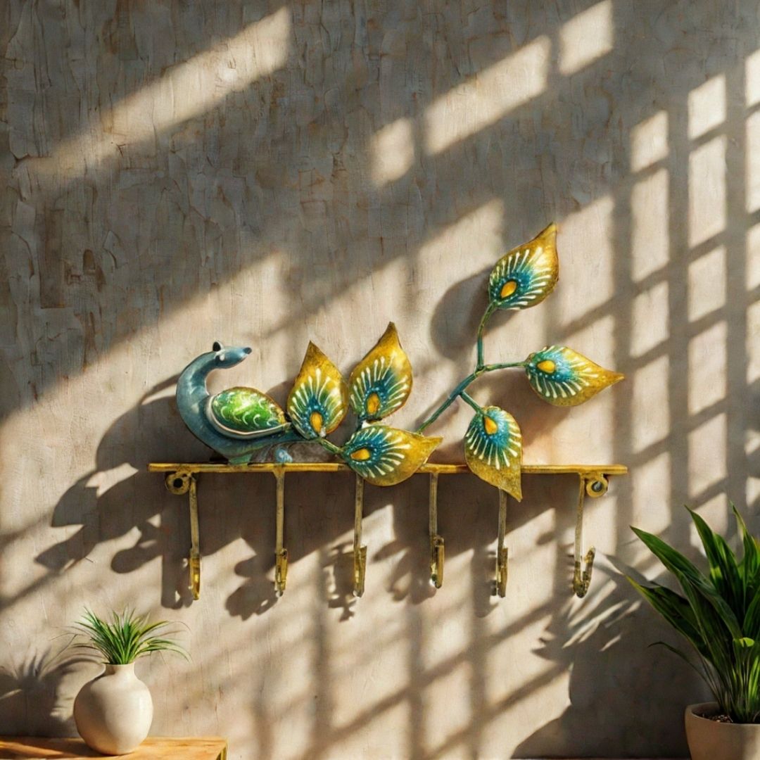 Iron Painted Wall Peacock Hook – 6 Hooks Home & Wall Decor Gift