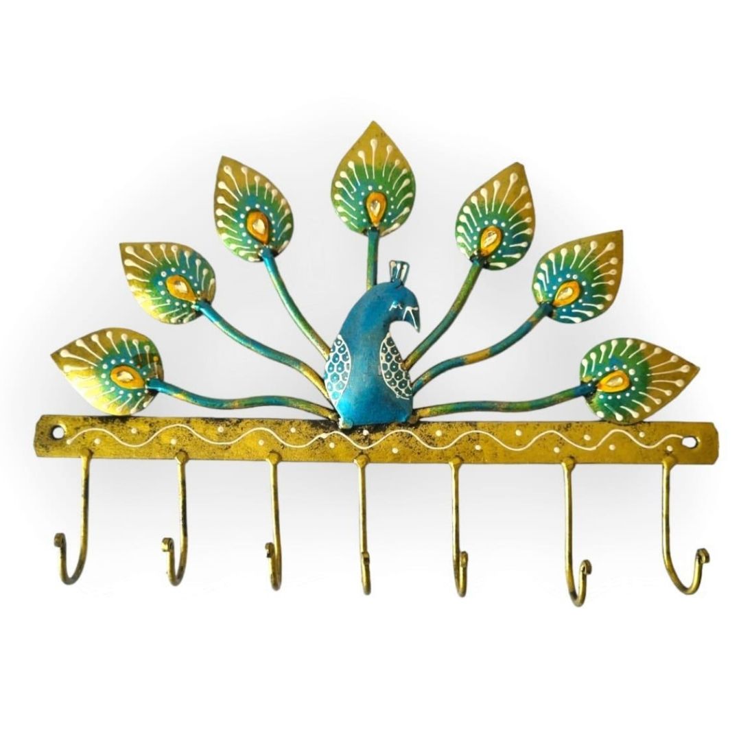 Iron Painted Wall Peacock Hook – 7 Hooks Gift & Wall Decor