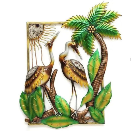 LED Metal Crane Frame Wall Art for Living Room & Office