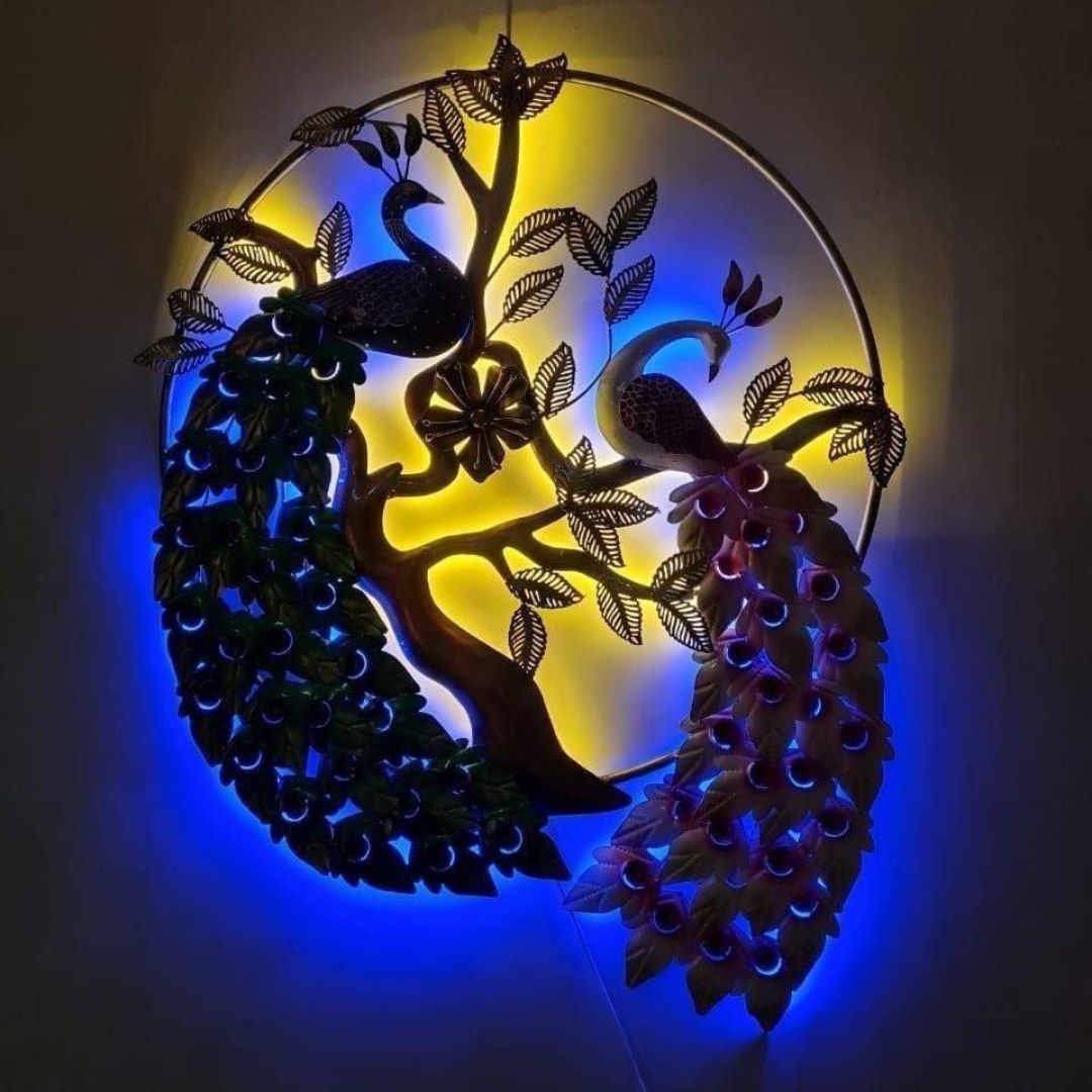 LED Peacock Love Birds Wall Decor with Lights for Wall