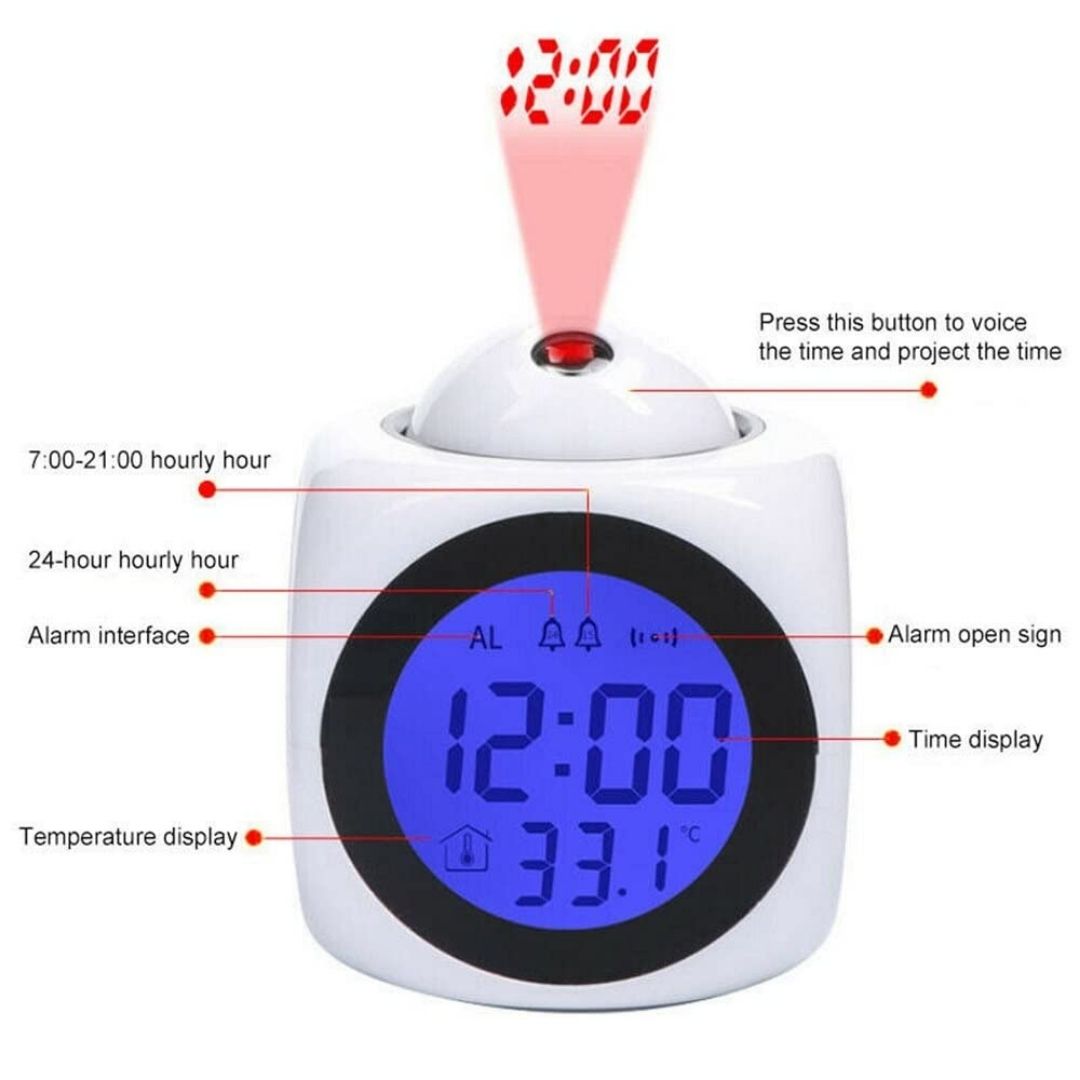 LED Projector Clock Digital Alarm with Time Projection