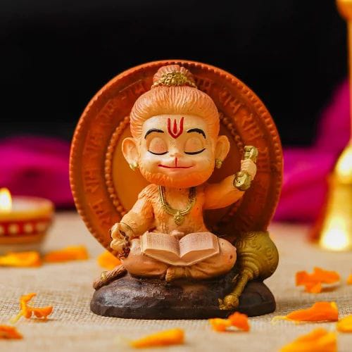 Meditating Bal Hanuman Idol Car Dashboard Statue