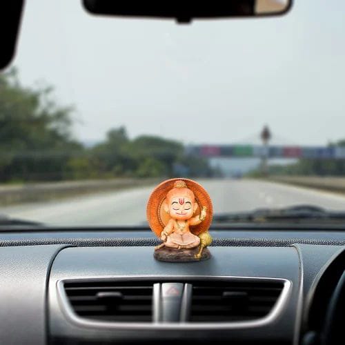 Meditating Bal Hanuman Idol Car Dashboard Statue