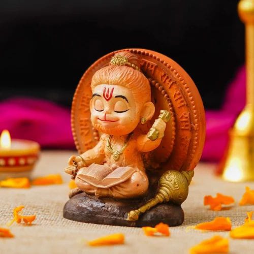 Meditating Bal Hanuman Idol Car Dashboard Statue