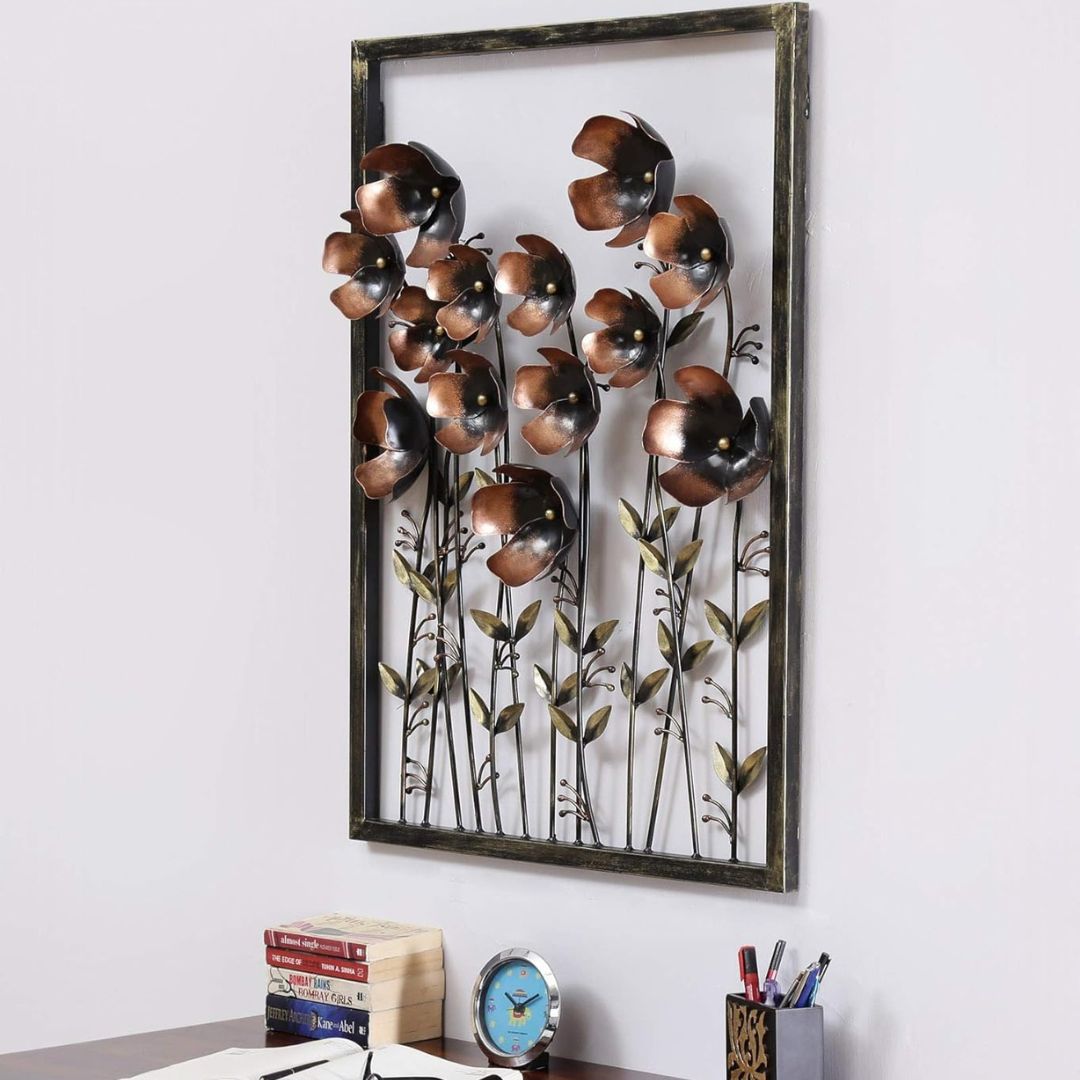 Metal Flowers Wall Art Frame for Home, Office Wall