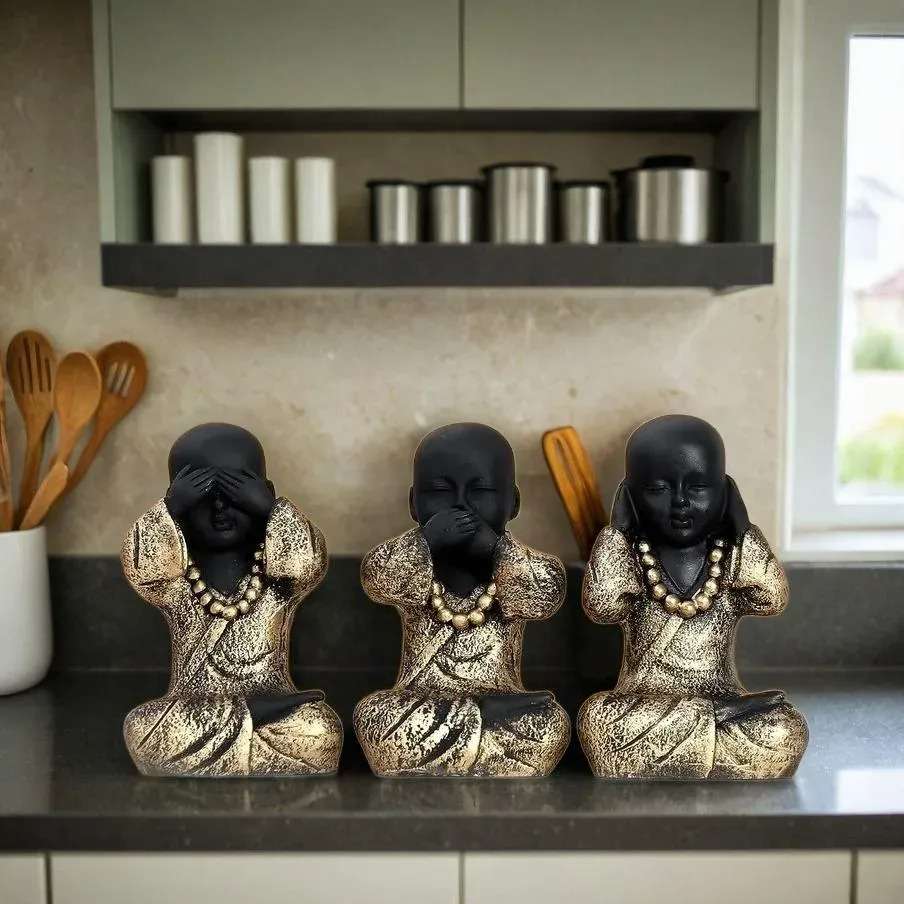 Handcrafted Set of 3 Baby Monk Figurines