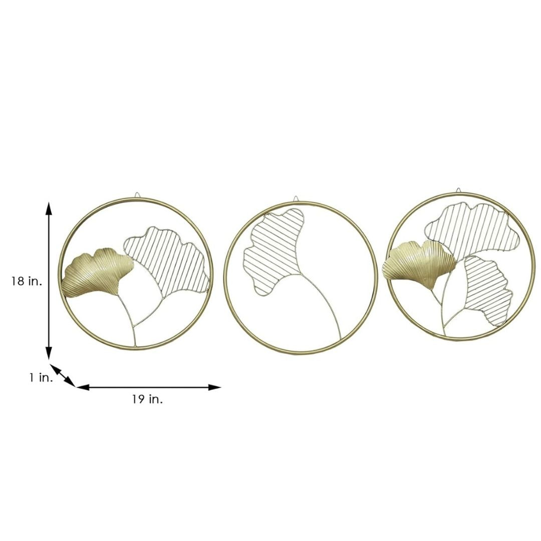 Modern Gold Ginkgo Wall Art Circle Set for Trendy Decor