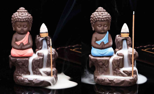 Handcrafted Baby Monk Buddha Incense Holder