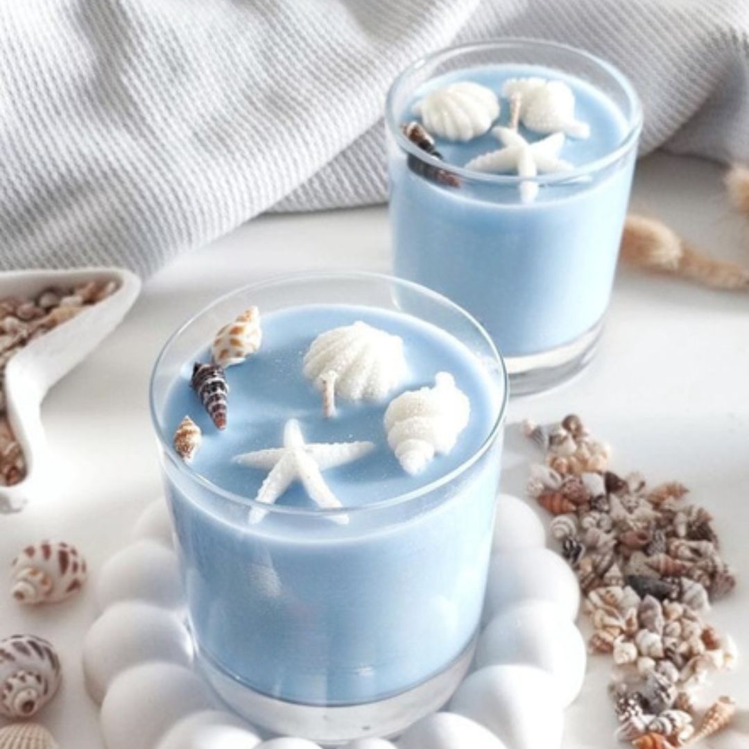 Ocean Shell Jar Candle Coastal-Themed Scented Decor