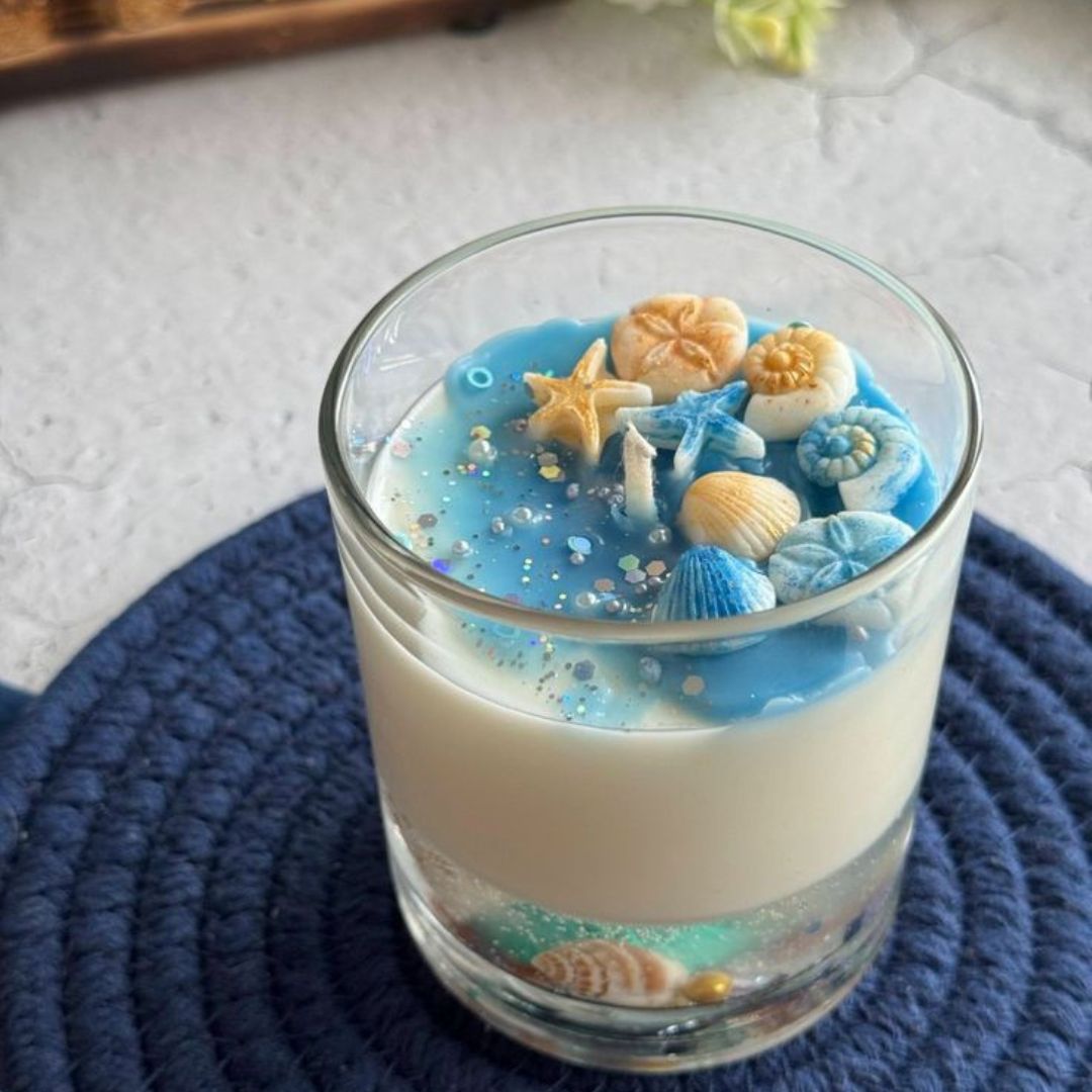 Ocean Shell Jar Candle Coastal-Themed Scented Decor