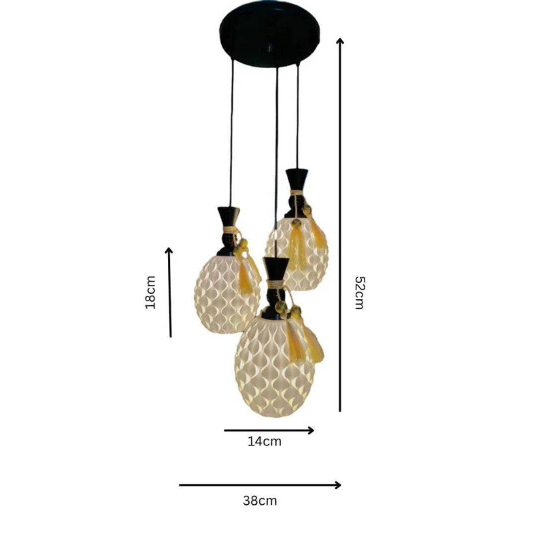 Pine Set of 3 Hanging Lamps Perfect for Kitchen & Dining
